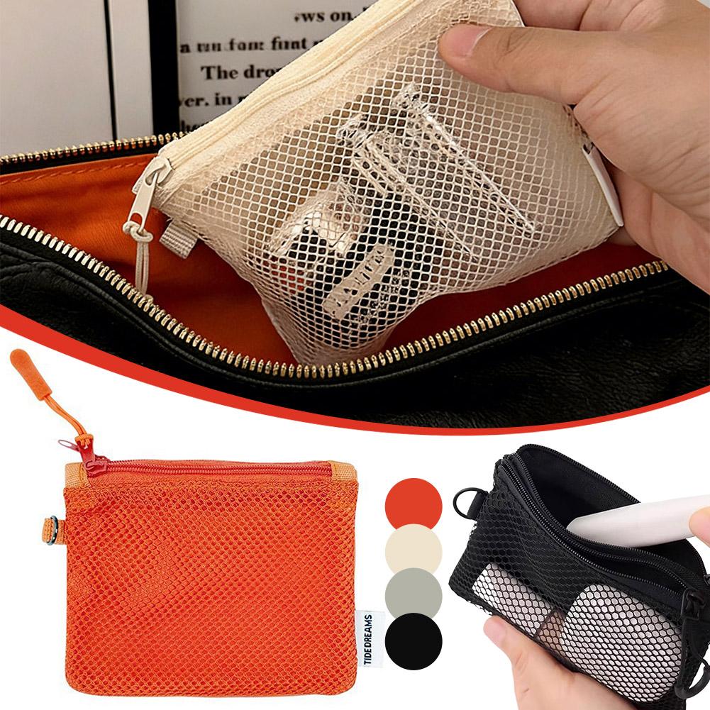 Tech Accessories Travel Bag - Portable Travel Makeup Bag Dual-Layer Mesh