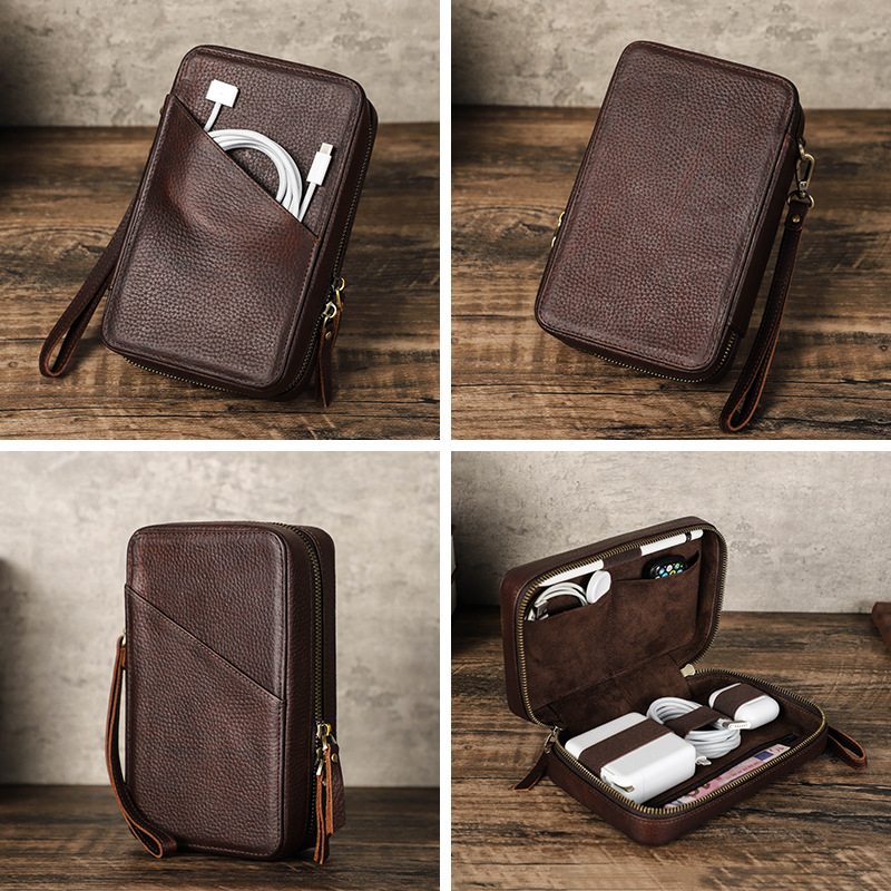 Vintage Brown Genuine Cowhide  - Tech Accessories Case 评论和价格