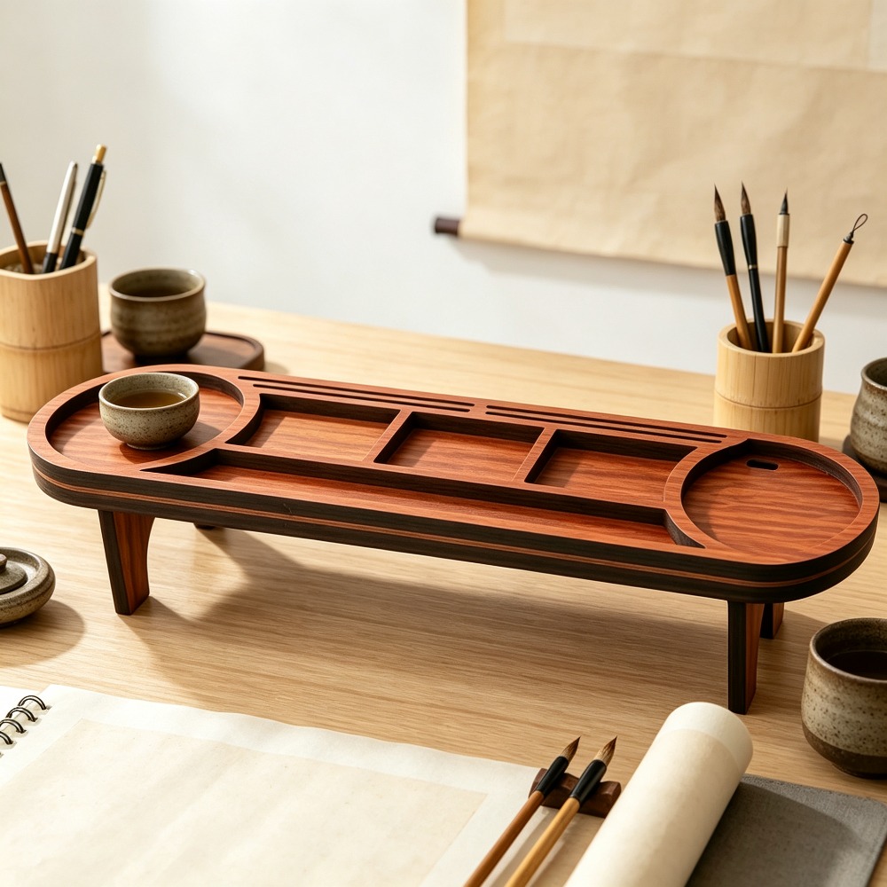 Wooden Desk Organizer with Pho - Tech Desktop Accessories 评论和价格