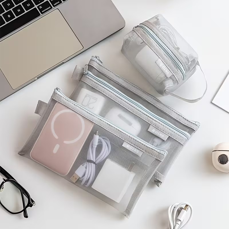 Gray Mesh Organizer Bags – for - Tech Accessories Case 评论和价格